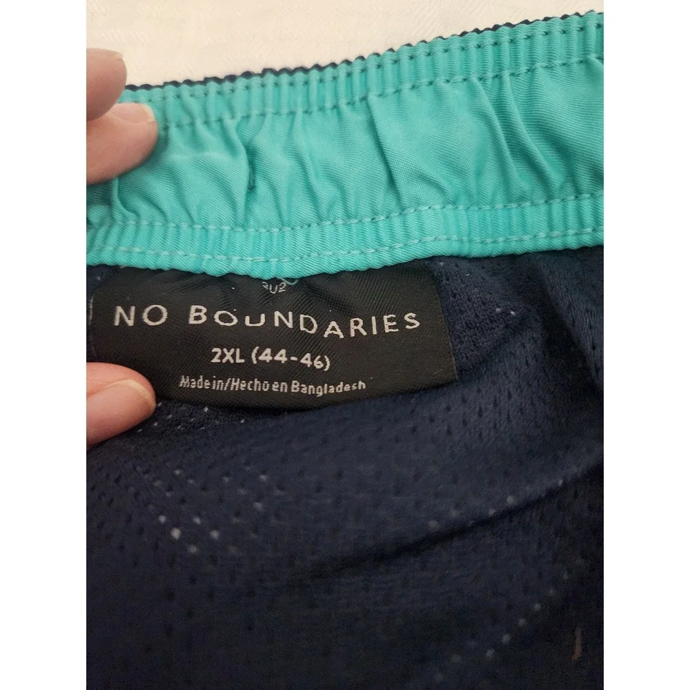No Boundaries Mens Navy Blue Paisley Bandana Swim Trunks Mesh Lined 2XL 44-46